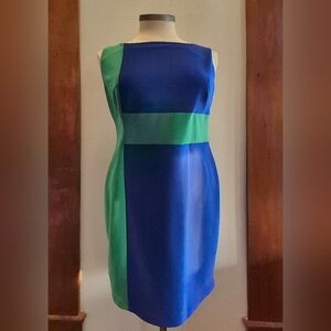 Adrianna Papell Blue and Green Color Block Mini Dress